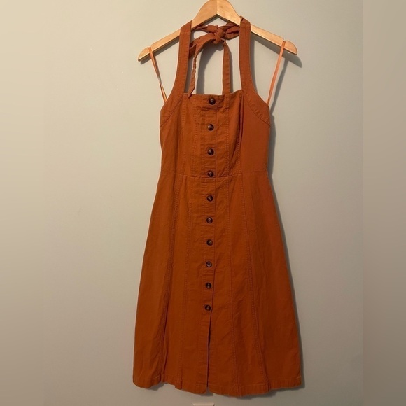 Moon River Burnt Orange Halter Dress Size Small - Picture 4 of 13